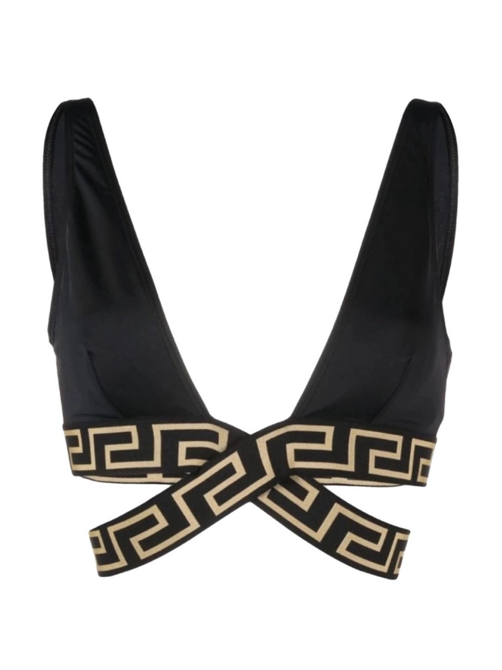VERSACE Greca cross strap bikini top